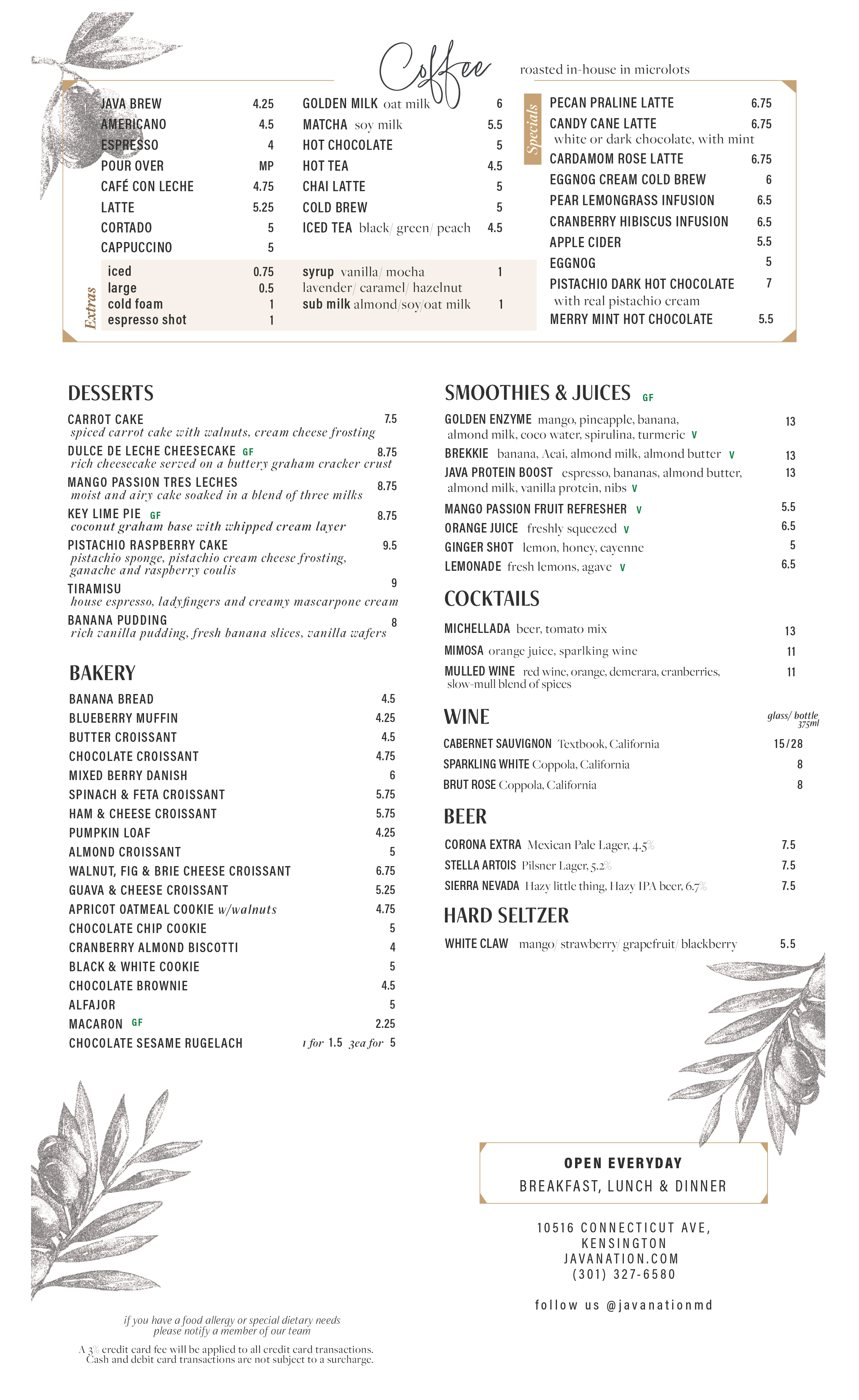 Kensington Menu Page 2